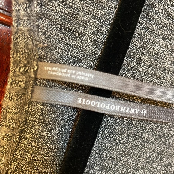 Anthropologie, large, charcoal, gray top with black lace detail at the bust - Picture 3 of 7